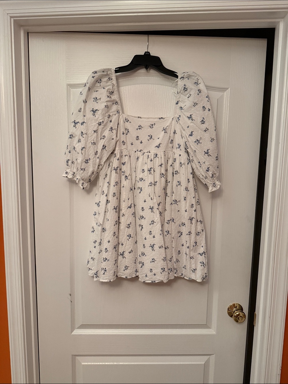 Altar'd State White Mini Dress with Blue Floral Print
